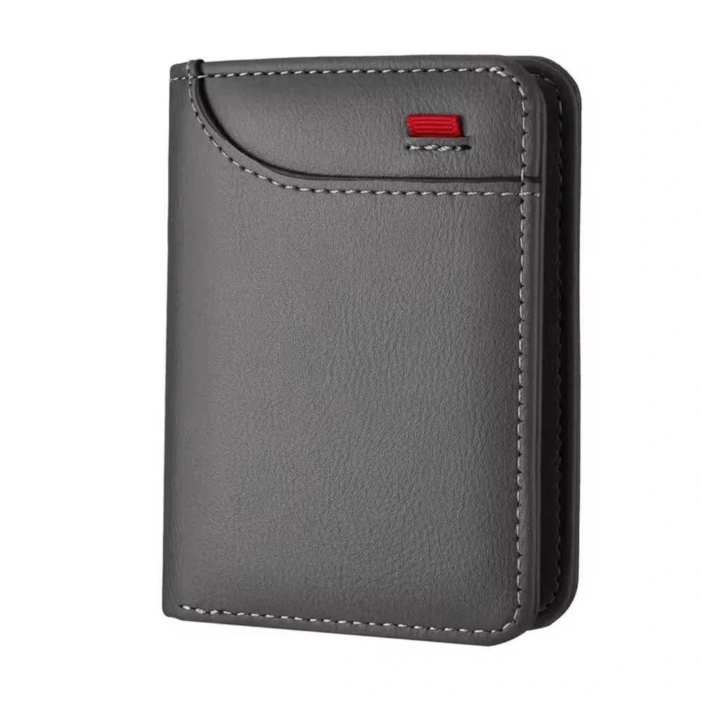 Gray Leather Wallet Card Holder.